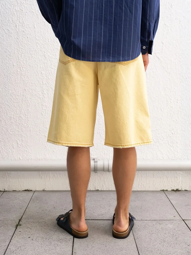 Giesto Amber Yellow GIESTO Destroyed Denim Shorts for Men | Best Price UAE